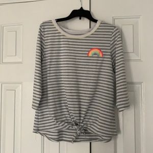 Striped gray long sleeve shirt